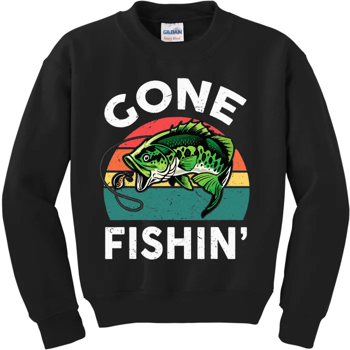 Funny Gone Fishing Bass Fish Kids Sweatshirt