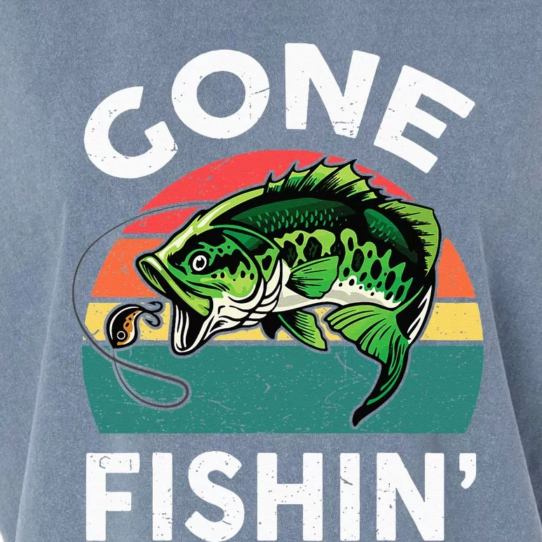 Funny Gone Fishing Bass Fish Garment-Dyed Women's Muscle Tee