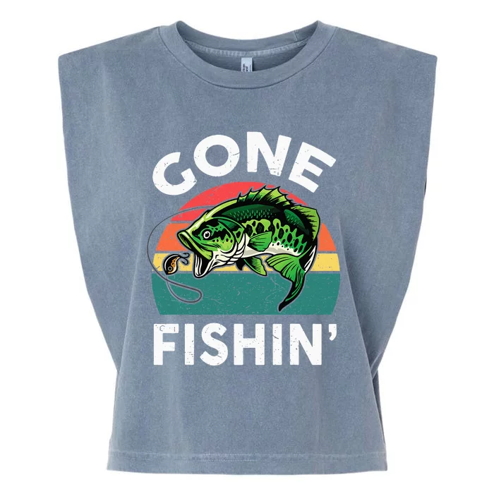 Funny Gone Fishing Bass Fish Garment-Dyed Women's Muscle Tee