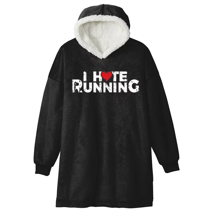 Funny Gifts For Jogging Runners I Hate Running Love Heart Hooded Wearable Blanket