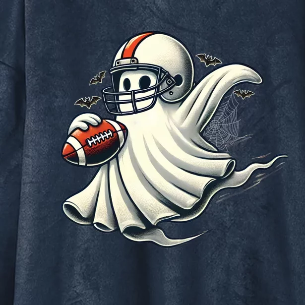 Funny Ghost Football Lovers Halloween Costume Funny Gift Hooded Wearable Blanket