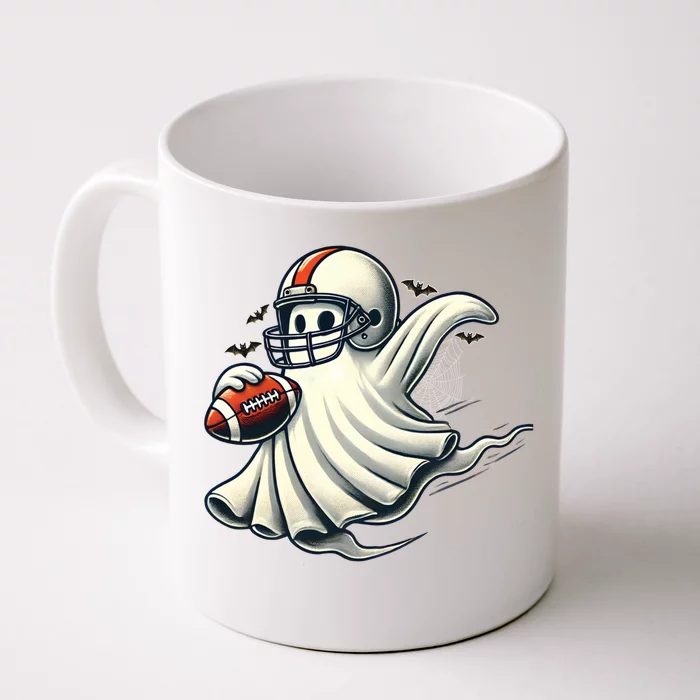 Funny Ghost Football Lovers Halloween Costume Funny Gift Front & Back Coffee Mug