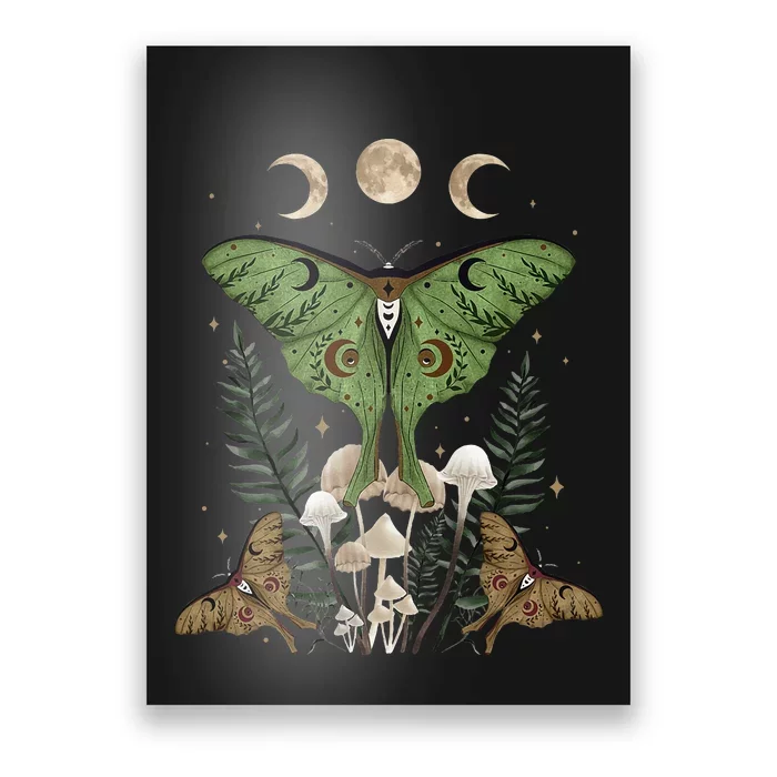 Fairy Grunge Fairycore Aesthetic Goth Luna Moth Mushroom Poster