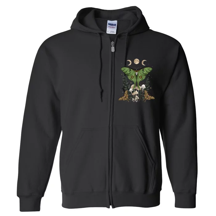 Fairy Grunge Fairycore Aesthetic Goth Luna Moth Mushroom Full Zip Hoodie