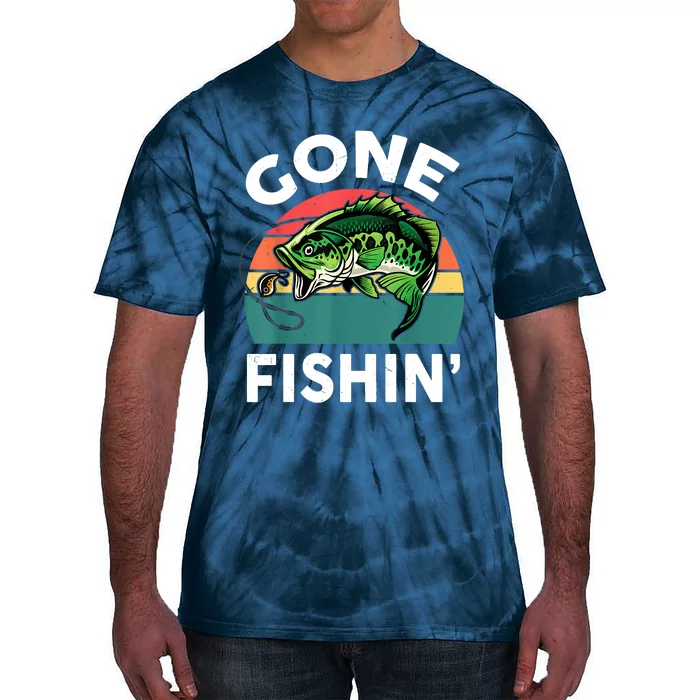 Funny Gone Fishing Bass Fish Tie-Dye T-Shirt