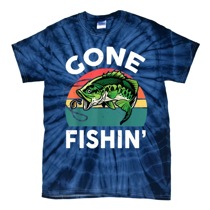 Funny Gone Fishing Bass Fish Tie-Dye T-Shirt