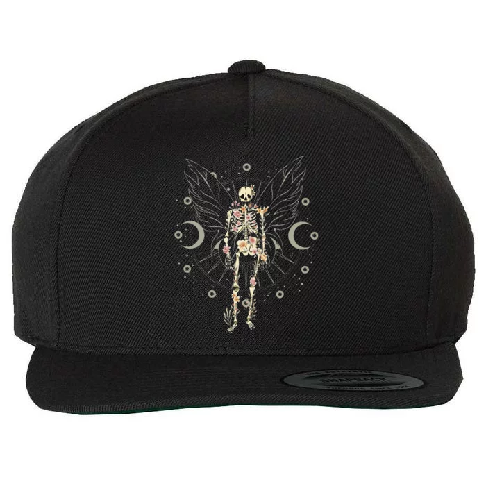 Fairy Grunge Fairycore Aesthetic Butterfly Skeleton Gothic Wool Snapback Cap