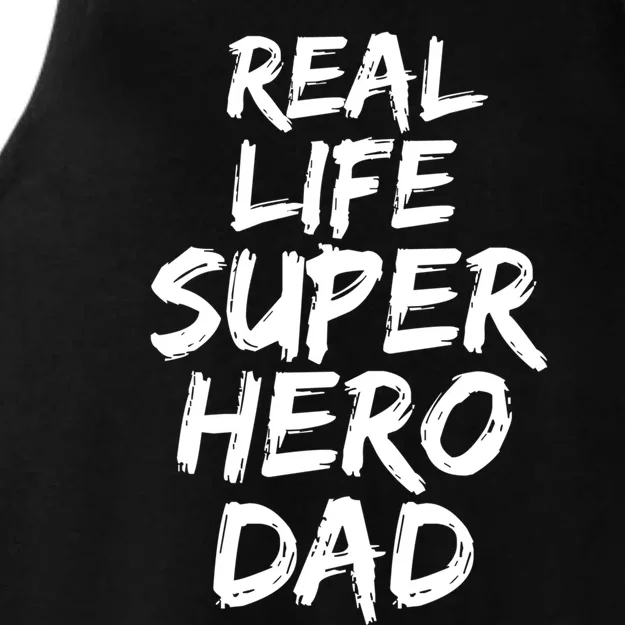 Father Gift From Son Dad Real Life Superhero Dad Gift Ladies Tri-Blend Wicking Tank