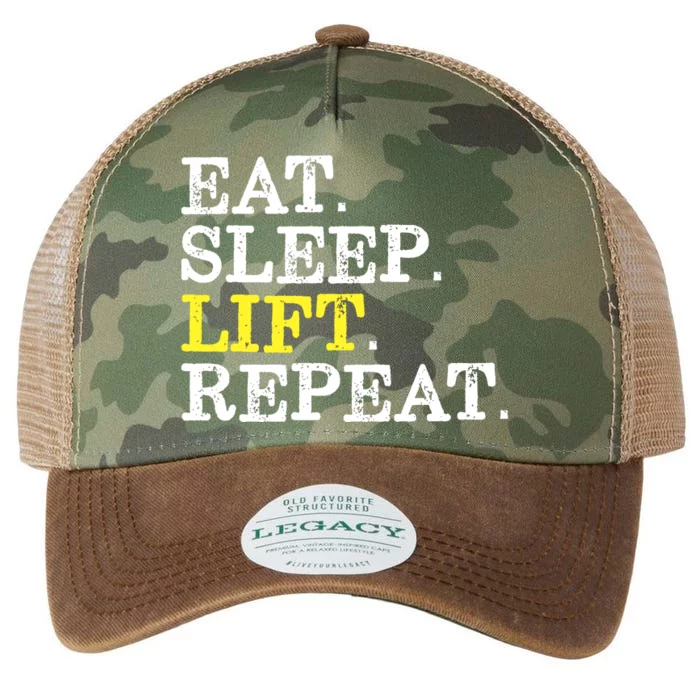 Funny Gift For Weight Lifter Eat Sleep Lift Repeat Legacy Tie Dye Trucker Hat