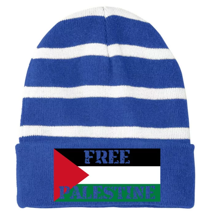 Free Gaza Freedom Palestine Cool Gift Peace Cool Gift Make Love Arabic Flag Gift Striped Beanie with Solid Band