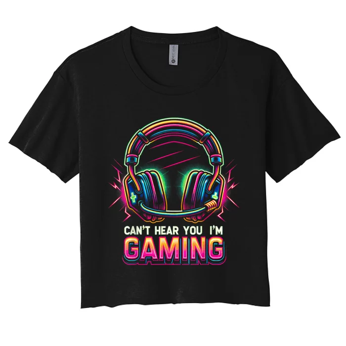 Funny Gamer For Teens Video Gaming Graphic Women's Crop Top Tee