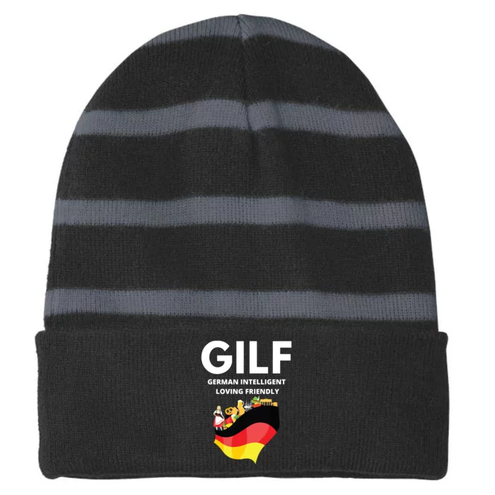 Funny German Striped Beanie with Solid Band