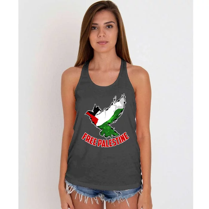 Free Gaza Free Palestine Flag Arabic Human Rights Peace Women's Knotted Racerback Tank