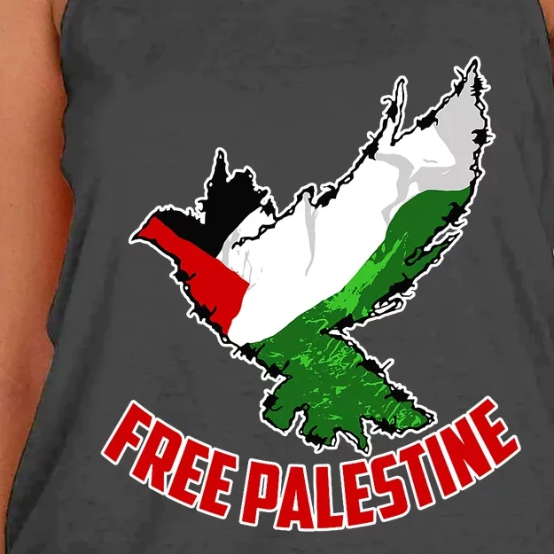 Free Gaza Free Palestine Flag Arabic Human Rights Peace Women's Knotted Racerback Tank