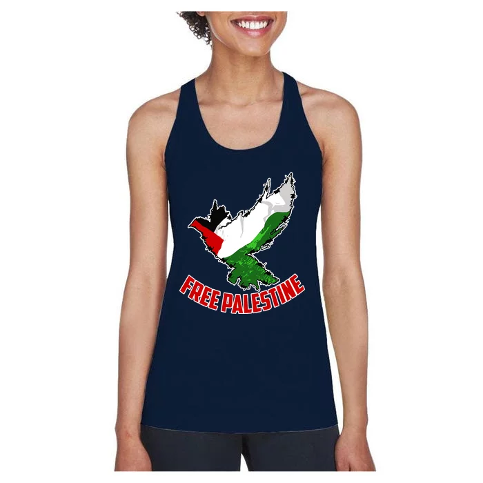 Free Gaza Free Palestine Flag Arabic Human Rights Peace Women's Racerback Tank