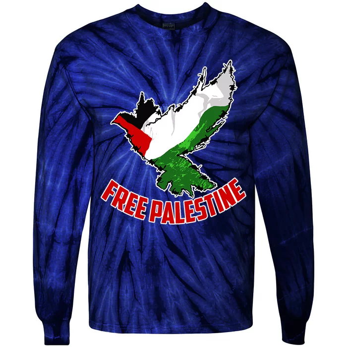 Free Gaza Free Palestine Flag Arabic Human Rights Peace Tie-Dye Long Sleeve Shirt