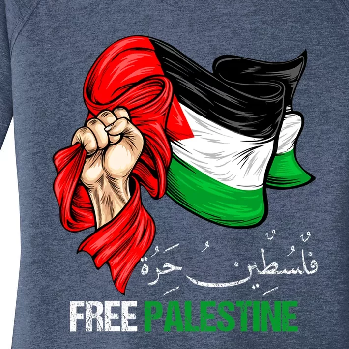 Free Gaza Free Palestine Flag Arabic Jerusalem Human Rights Women's Perfect Tri Tunic Long Sleeve Shirt