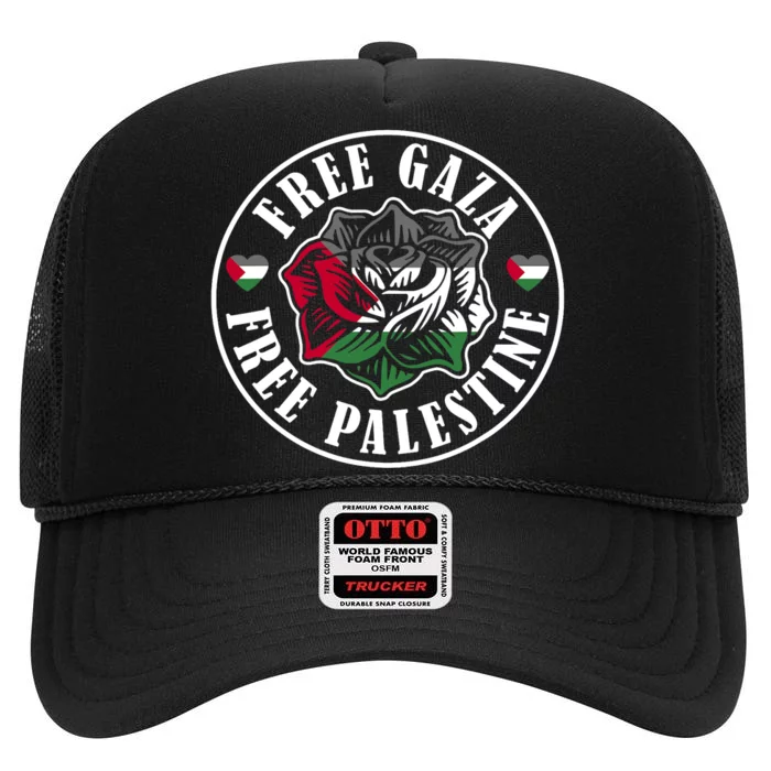 Free Gaza Free Palestine Free Palestine High Crown Mesh Trucker Hat