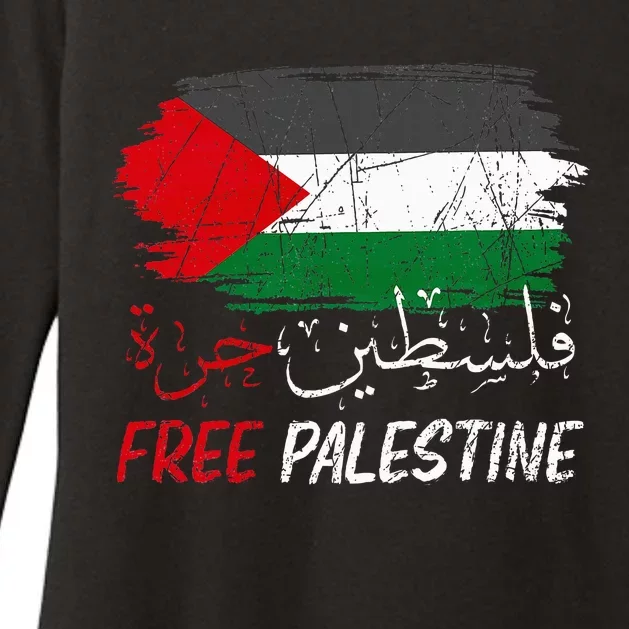 Free Gaza Free Palestine Flag Arabic Human Rights Womens CVC Long Sleeve Shirt