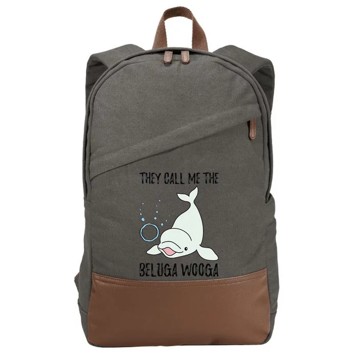 Funny Gifts For Whale Lovers Pun Joke Cute Beluga Whale Cotton Canvas Backpack