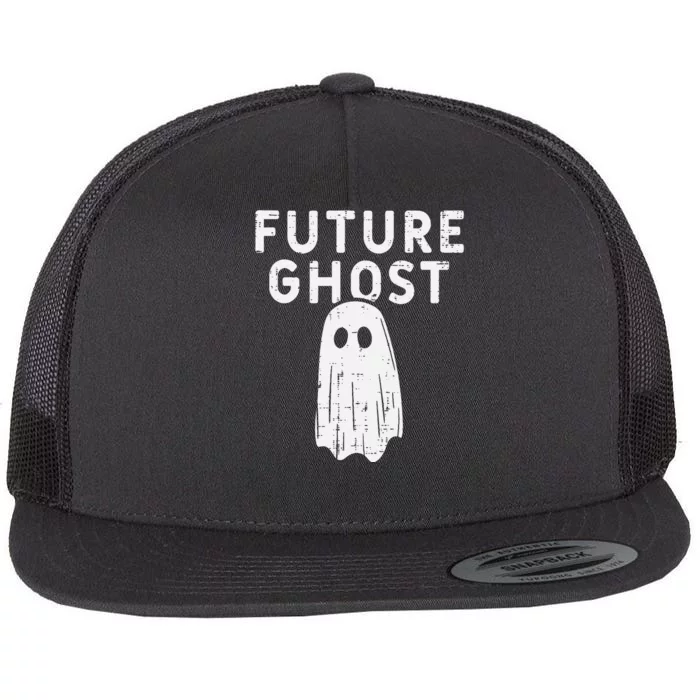 Future Ghost Funny Happy Halloween Costume Flat Bill Trucker Hat