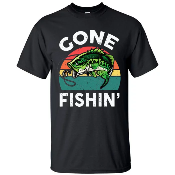 Funny Gone Fishing Bass Fish Tall T-Shirt