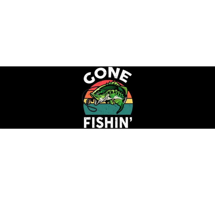 Funny Gone Fishing Bass Fish Bumper Sticker