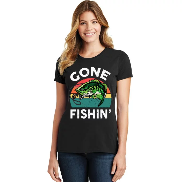 Funny Gone Fishing Bass Fish Women's T-Shirt