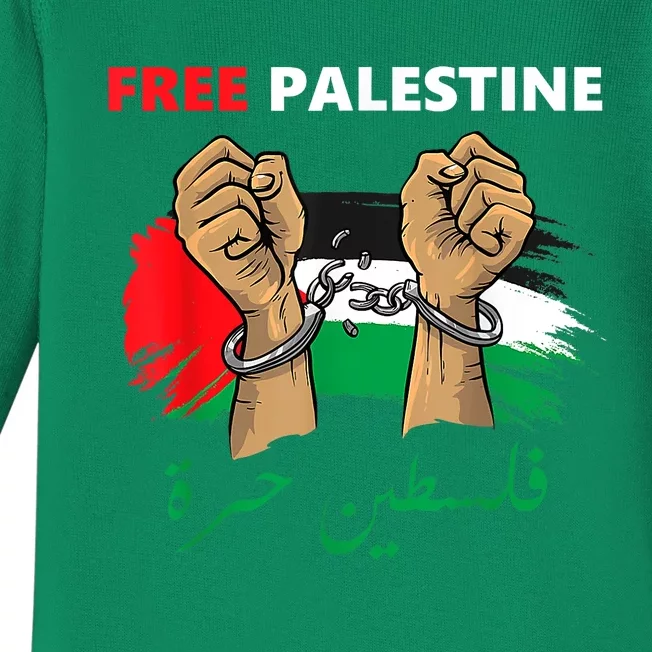 Free Gaza Free Palestine Flag Arabic Human Rights Baby Long Sleeve Bodysuit