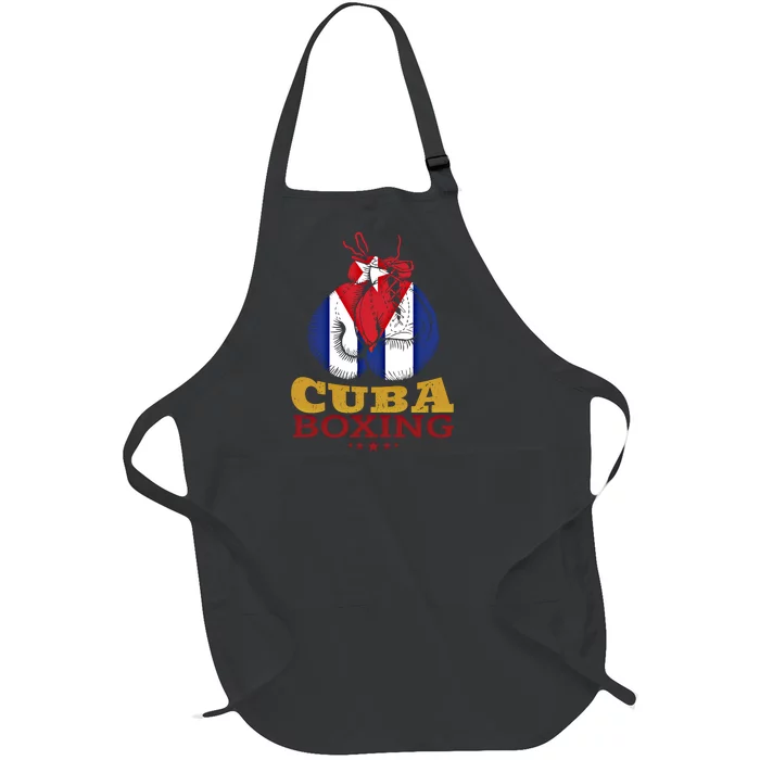 Funny Gift For Boxers Cuban Flag I Love Cuba Boxing Gloves Gift Full-Length Apron With Pocket