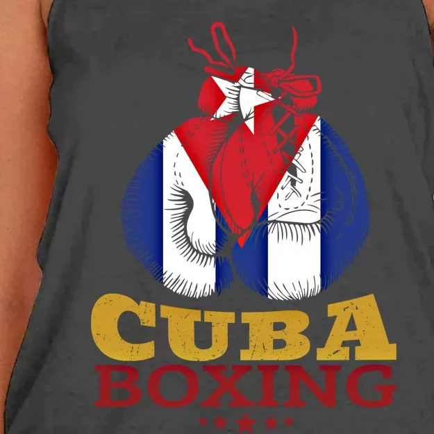 Funny Gift For Boxers Cuban Flag I Love Cuba Boxing Gloves Gift Women's Knotted Racerback Tank