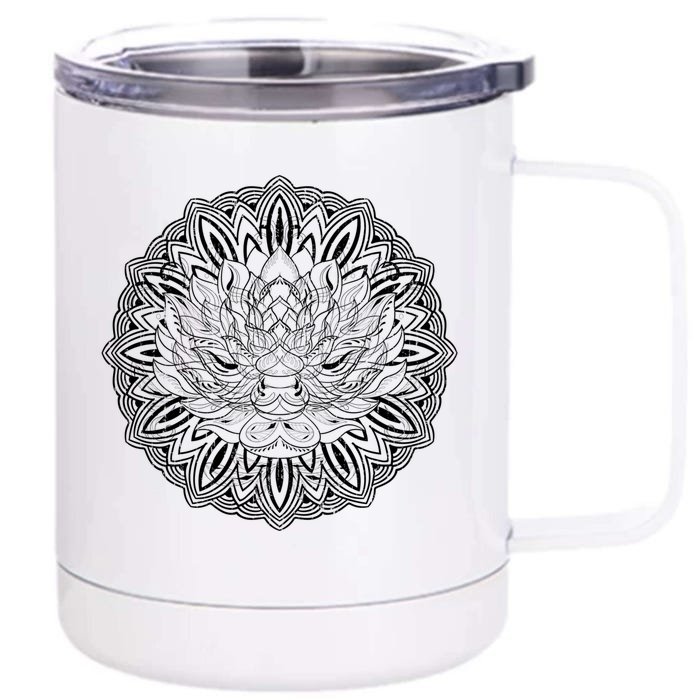 Fractal Geometry Flower Blossom Boho Dala Yoga Art Lotus Meaningful Gift Front & Back 12oz Stainless Steel Tumbler Cup