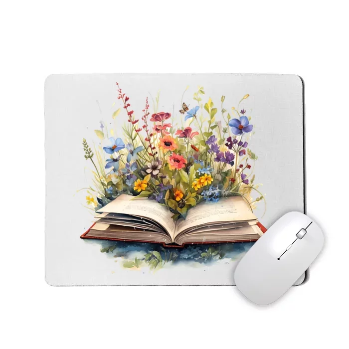 Flowers Growing From Book Mousepad