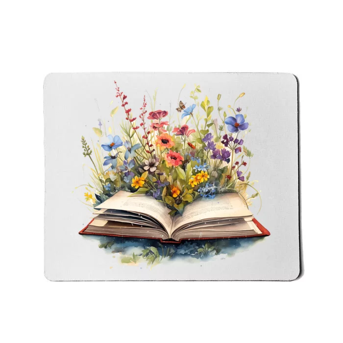 Flowers Growing From Book Mousepad