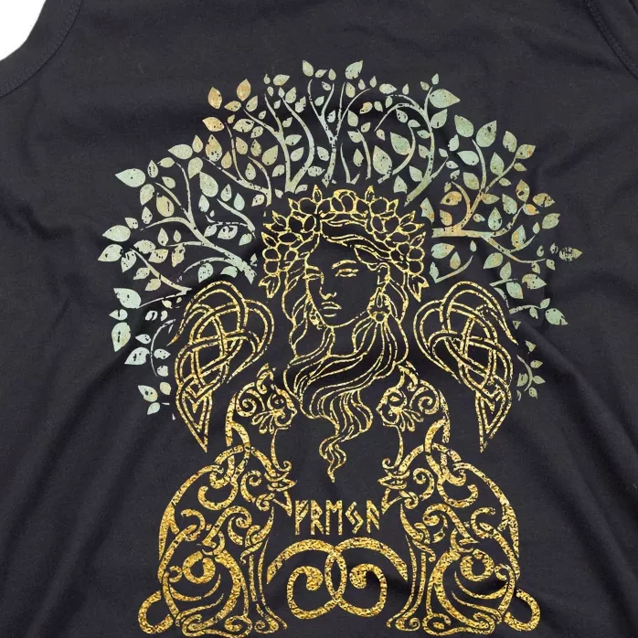 Freya Goddess Freyja Viking Norse Yggdrasil Tree Celtic Gold Tank Top