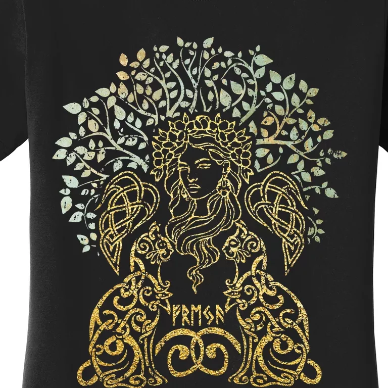 Freya Goddess Freyja Viking Norse Yggdrasil Tree Celtic Gold Women's T-Shirt