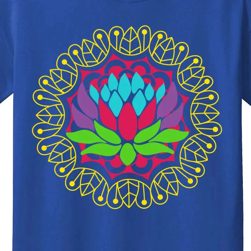 Fractal Geometry Flower Blossom Boho Yoga Art Lotus Dala Funny Gift Kids T-Shirt