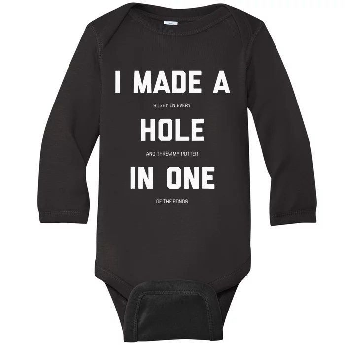 Funny Golf For Hole In One Golf Gag Gifts Baby Long Sleeve Bodysuit