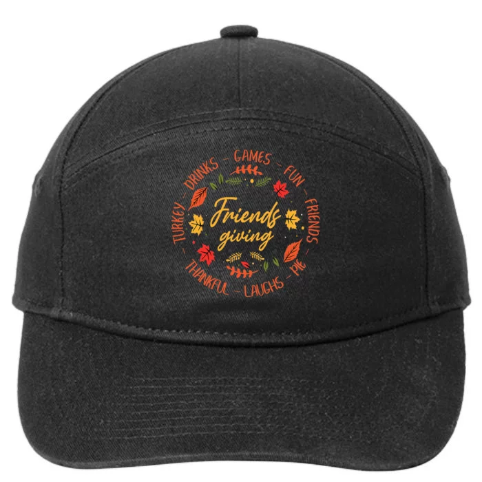 Friends Giving Fun Thankful Turkey Thanksgiving 7-Panel Snapback Hat