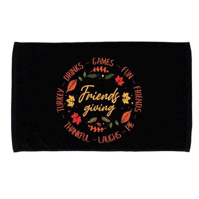 Friends Giving Fun Thankful Turkey Thanksgiving Microfiber Hand Towel