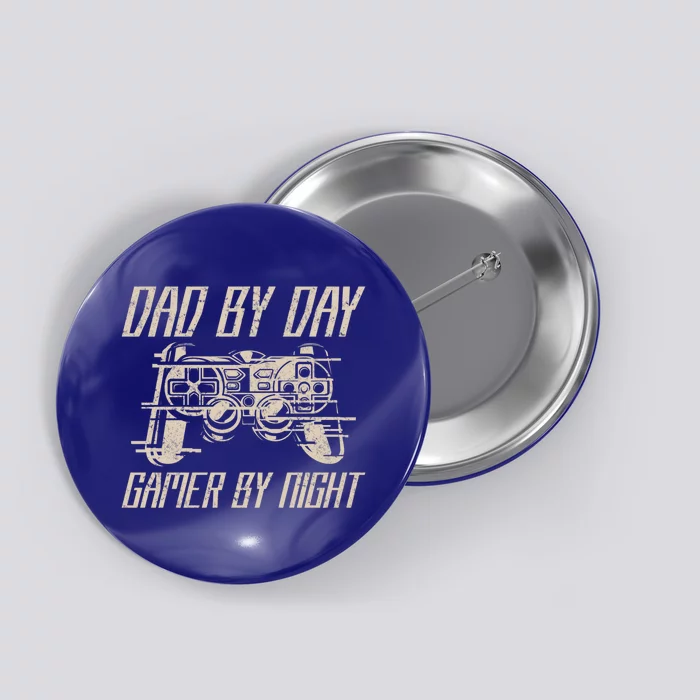 Funny Gaming Father Video Games Dad By Day Gamer By Night Gift Button