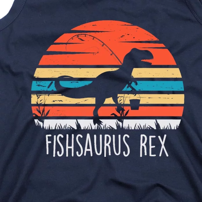 Fishing Gifts For Boy Fishsaurus T Rex Dinosaur Tank Top