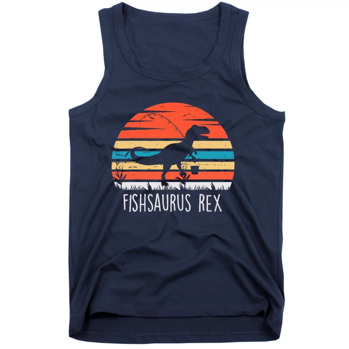 Fishing Gifts For Boy Fishsaurus T Rex Dinosaur Tank Top