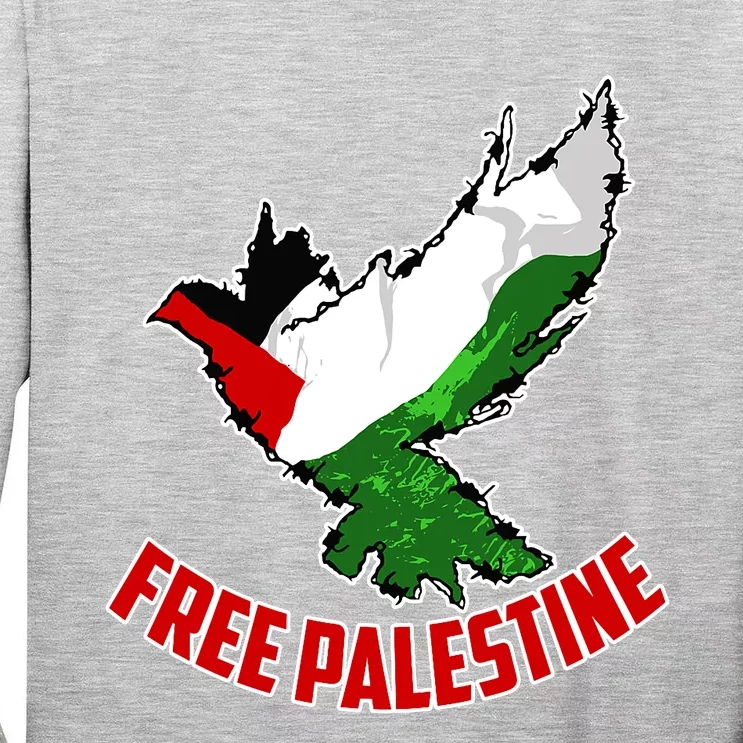 Free Gaza Free Palestine Flag Arabic Human Rights Peace Tall Long Sleeve T-Shirt