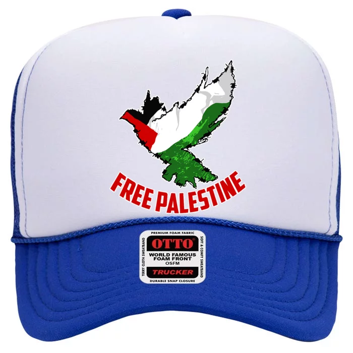 Free Gaza Free Palestine Flag Arabic Human Rights Peace High Crown Mesh Trucker Hat