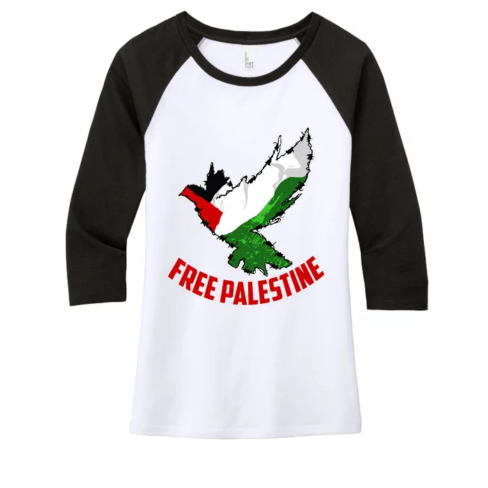 Free Gaza Free Palestine Flag Arabic Human Rights Peace Women's Tri-Blend 3/4-Sleeve Raglan Shirt