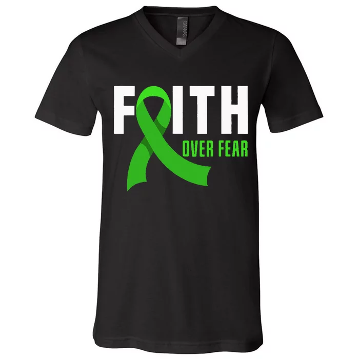 Faith God Fear Traumatic Brain Injury Awareness TBI Warrior V-Neck T-Shirt