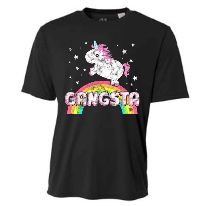 Funny Gift For Ironic Cool Unicorn Gangsta Rap Music Festival Cooling Performance Crew T-Shirt