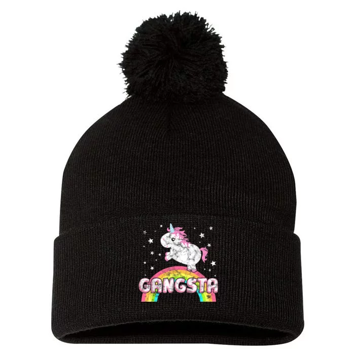 Funny Gift For Ironic Cool Unicorn Gangsta Rap Music Festival Pom Pom 12in Knit Beanie