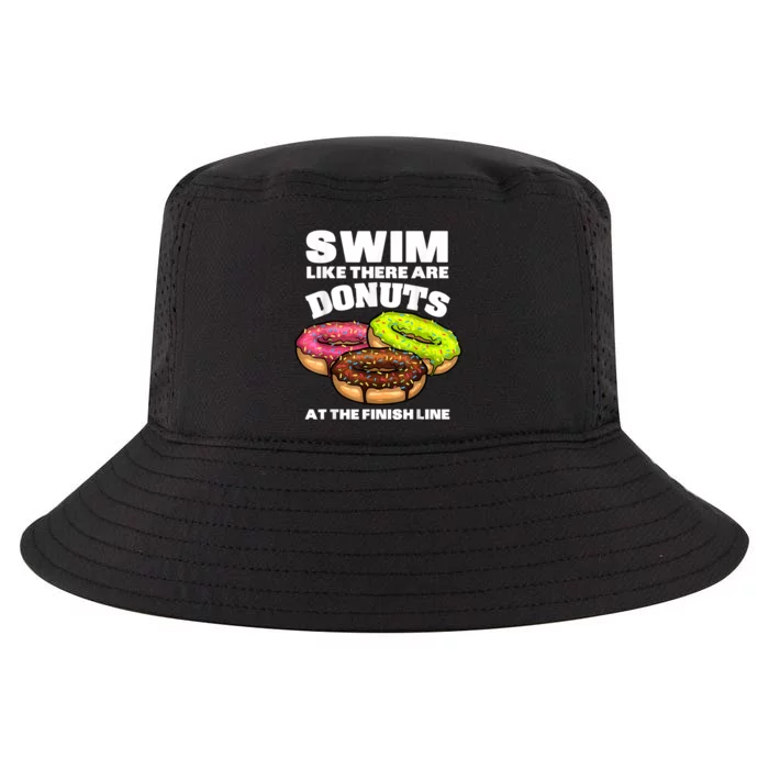 Funny Gift For Swimming Donut Design Men Women Swimmer Sports Athlete Cool Comfort Performance Bucket Hat